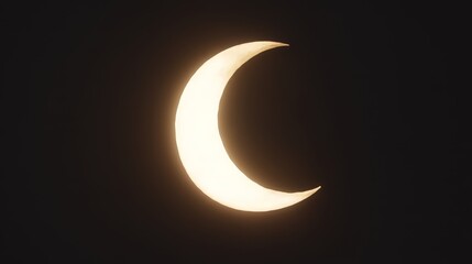 Wall Mural - a close up of a crescent moon in the night sky. the moon is lit up and he is glowing