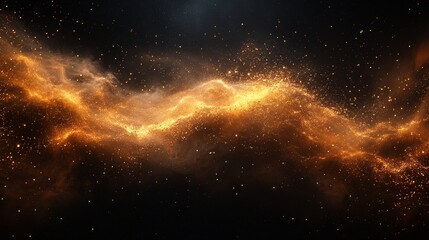 Wall Mural - A golden mist softly rising against a black background, mystical and dreamy