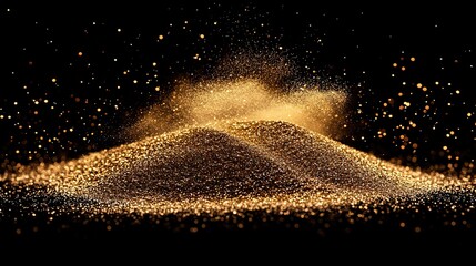 Wall Mural - Majestic golden glitter explosion studio setting high-speed photography dark background abstract art concept