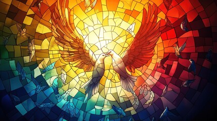 Wall Mural - Symbolic unity of love and freedom artistic mosaic colorful background spiritual concept