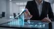 © Loki_Creo - Business return investment growth analysis with digital interface showing ROI strategy metric data success measurement and financial improvement planning for economic optimization
