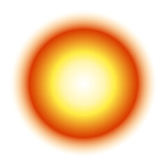 sun bright orb on transparent background emits a powerful white center diffusing into yellow and the