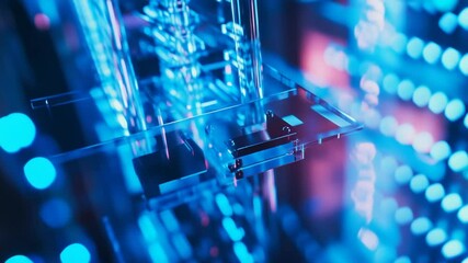 Abstract technology design with illuminated blue circuits and futuristic elements