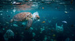 © Anwar Fauzan - A sea turtle, hawksbill turtle dives among plastic waste, symbolic image for endangered species, marine animals pollution, pollution of the oceans