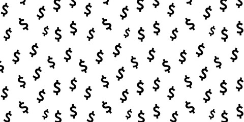 Dollar sign seamless vector editable pattern PNG or transparent background. black and white Money sign vector pattern background	