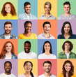 © Prostock-studio - Positive Young People Of Different Age, Gender And Race Posing Together In Mosaic Collage Over Colored Backgrounds. Set Of Human Portraits Headshots With Smiling Beautiful Millennials Faces. Square