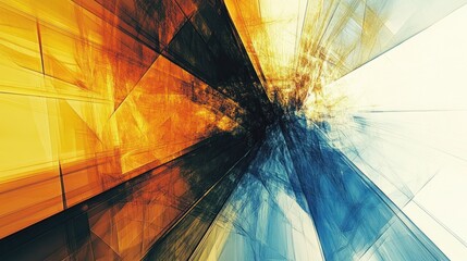 Wall Mural - abstract geometric artwork with vibrant colors and dynamic lines