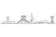 © NVLvibes - Continuous one line drawing of Brasilia city skyline. Single line drawing illustration of Brazil cityscape. Beautiful buildings and architecture concept vector art. Doodle line illustration.