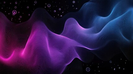 Wall Mural - a vibrant digital abstract artwork featuring wavy lines and spheres