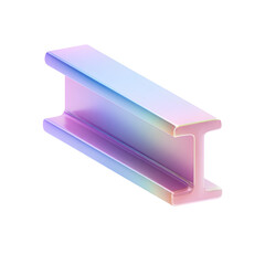 Leinwandbilder - 3D pastel of a single H beam steel bar in vibrant soft colors floating with a delicate shadow against a clean white background