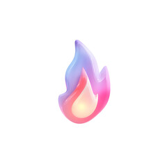 Aufkleber - Softly floating pastel flame icon with a vibrant gradient blend and bright rim glow set against a clean white background