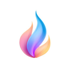 Poster - Elegant 3D pastel flame icon with a gradient blend and bright rim glow floating gently over a clean white background