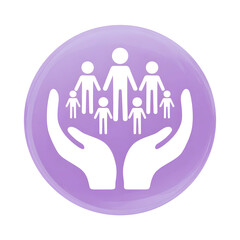 Aufkleber - Minimalist icon depicting caring hands embracing a group of people symbolizing support and togetherness