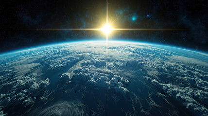 Wall Mural - a serene perspective from the moon, gazing at the earth glowing in the vastness of space