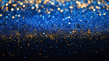 Wall Mural - abstract glitter lights background in blue gold and black with soft defocused dreamy texture