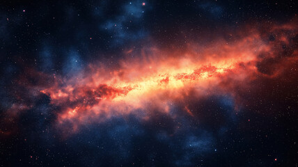 Stars and nebulae fill the vast outer space, with constellations shining brightly in the cosmic universe