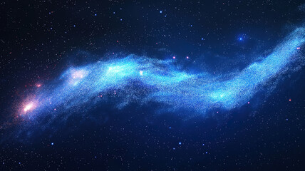Wall Mural - sparkling fireworks display with shining stars on blue backdrop and space available for text