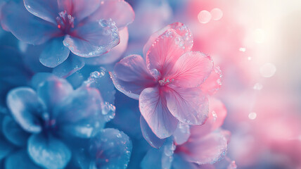 Wall Mural - Gentle blue bokeh lights blending in an abstract design creating a serene background atmosphere