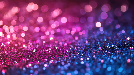 Wall Mural - de-focused pink purple and blue glitter lights creating a magical abstract background for a banner