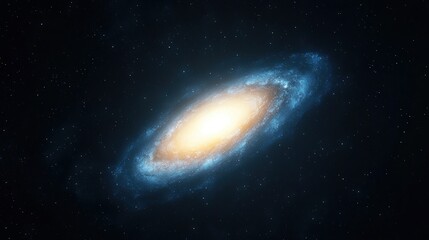Wall Mural - A bright spiral galaxy glows amidst a field of stars in the vastness of outer space.