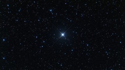 Wall Mural - A bright star shines prominently among a field of smaller stars in the night sky.