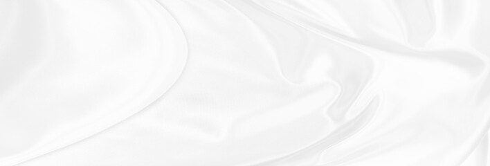 Poster - White gray satin texture that is white silver fabric silk panorama background with beautiful soft blur pattern natural.