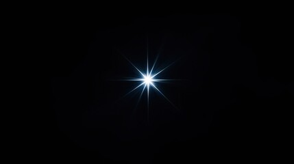 Wall Mural - A bright star shines with radiant light against a completely black background, creating a striking and minimalistic effect.
