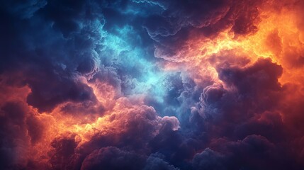 Wall Mural - Abstract background of blue and orange clouds