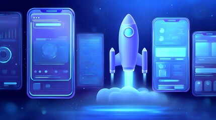 Mobile application launch, innovative startup, new technology platform interface