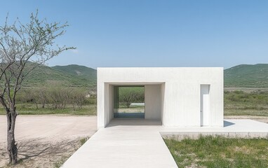 Wall Mural - Simple white pavilion in a rural setting