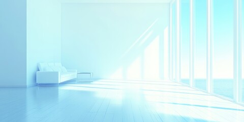 Wall Mural - Light-filled, minimalist modern living space