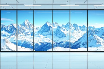 Wall Mural - Modern office with mountain view