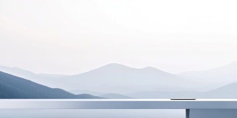 Wall Mural - Serene Mountain View from a Modern Platform
