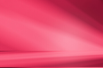 Fototapete - Wall interior background, studio and backdrops show products.with shadow from window color pink background for text insertion and presentation interior decoration