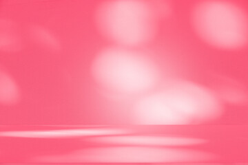 Fototapete - Wall interior background, studio and backdrops show products.with shadow from window color pink background for text insertion and presentation interior decoration