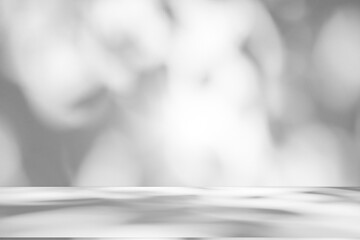 Fototapete - Wall interior background, studio and backdrops show products.with shadow from window color white and grey. background for text insertion and presentation product	
