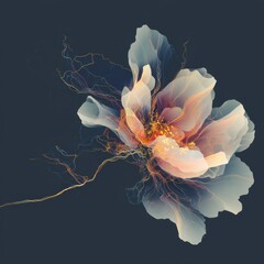 Wall Mural - delicate, abstract floral design in soft pastels and gold.