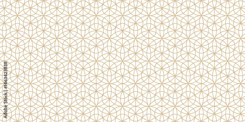Golden vector geometric seamless pattern with floral silhouettes ...