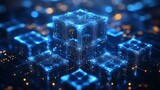 Abstract glowing blue digital cubes