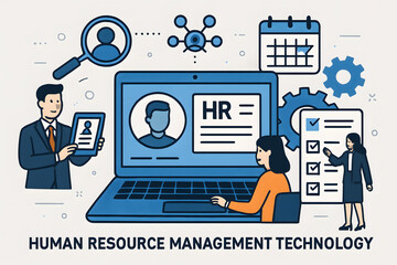 Wall Mural - hr technology: a captivating vector graphic illustrating human resources management technology, show