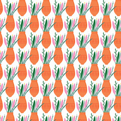 Wall Mural - a flower vase pattern doodle design