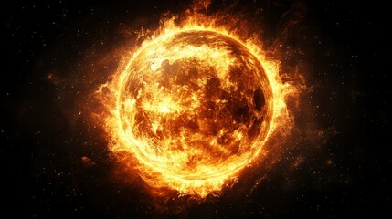 Wall Mural - fiery celestial body burning star in space