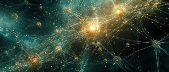 Leinwandbilder - Neural Network Abstract Visualization of Data Connections and Artificial Intelligence Concept with Glowing Nodes and Interconnected Lines