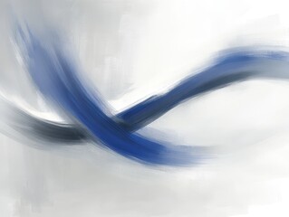 Poster - Abstract brushstroke painting of blue and gray waves on white background studio shot artistic expression contemporary art