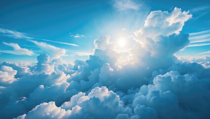 Wall Mural - bright clouds illuminated by the sun creating a beautiful sky scene
