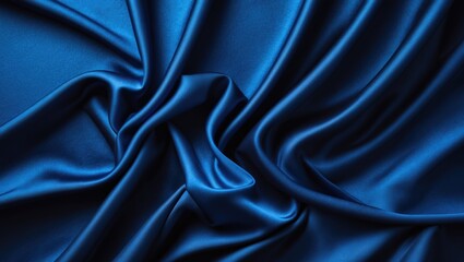 Poster - Elegant blue textile design featuring smooth curves and abstract textures