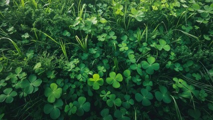 Poster - Abstract Green Clover Design with Dense Texture and Top View Perspective
