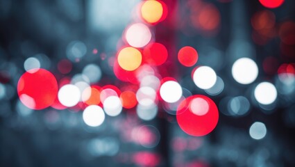 Poster - Vibrant Bokeh Lights on Dark City Backdrop for Creative Use