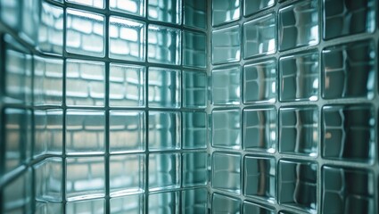 Poster - Mirror brick tiles with a clear background