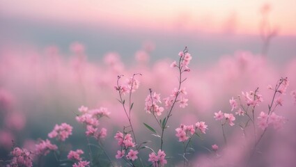 Wall Mural - Nature-inspired design featuring blurred flowers and soft focus
